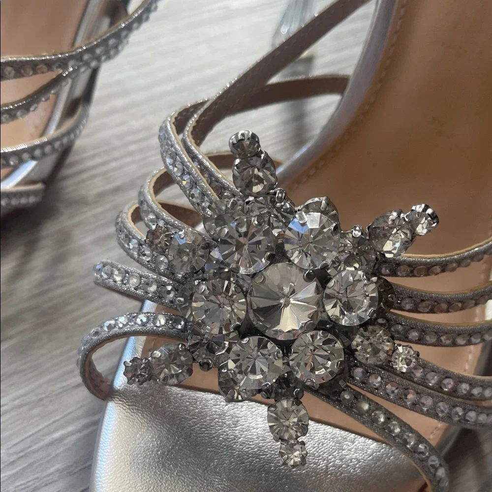 Steve Madden Silver Embellished Strappy Heels
